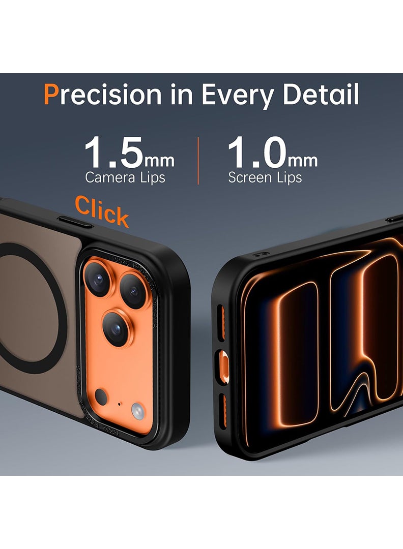 Rivin iPhone 17 Pro Max Case with MagSafe – Strong Magnetic Matte Cover, Military Grade Shockproof Protection, Anti-Scratch Soft TPU + Hard PC Slim Grip Case for iPhone 17 Pro Max (6.9”) – Black - Image 3